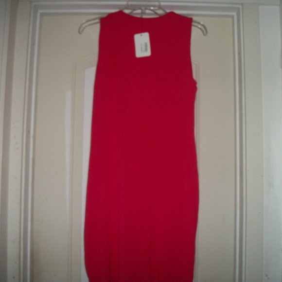 GREEK  ISLANDS STYLE DRAPED NWT NEW RED DRESS L - Picture 5 of 6